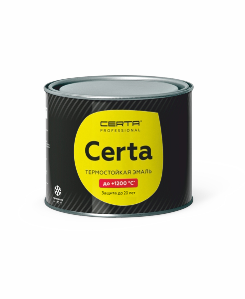 Эмаль термостойкая антикоррозионная CERTA Professional до 1200°С черный сатин матовый (аэрозоль)