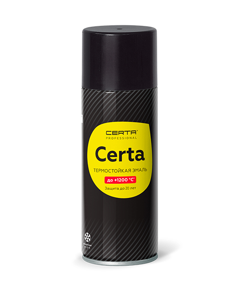 Эмаль термостойкая антикоррозионная CERTA Professional до 1200°С черный сатин матовый (аэрозоль)