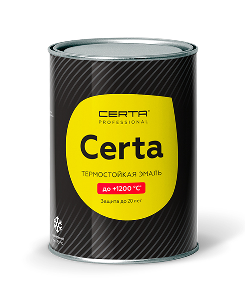 Эмаль термостойкая антикоррозионная CERTA Professional до 1200°С черный сатин матовый (аэрозоль)