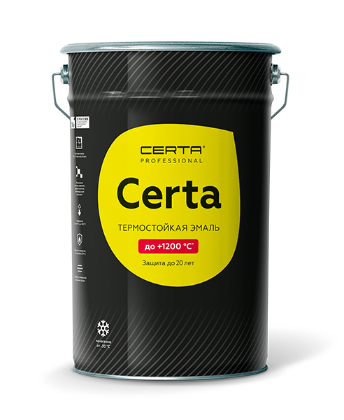 Эмаль термостойкая антикоррозионная CERTA Professional до 1200°С черный сатин матовый (аэрозоль)