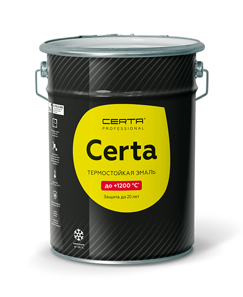 Эмаль термостойкая антикоррозионная CERTA Professional до 1200°С черный сатин матовый (аэрозоль)