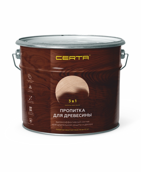 Пропитка по древесине 3в1 CERTA серая (11л)