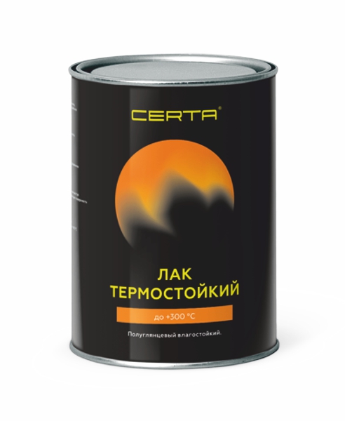 Лак термостойкий до 300°С CERTA полуглянцевый, влагостойкий, прозрачный (аэрозоль)