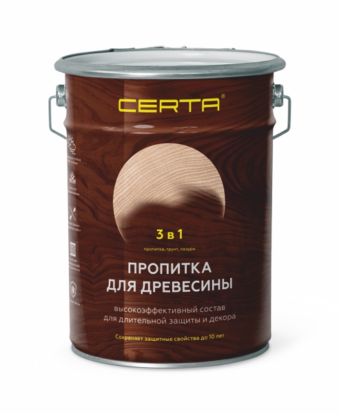 Пропитка по древесине 3в1 CERTA серая (11л)